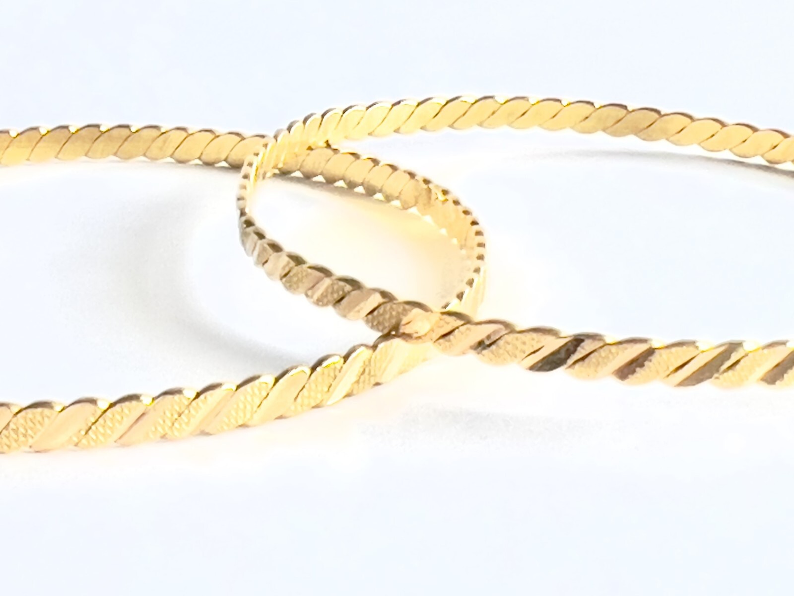 Two 17K Gold Middle Eastern Solid Bangle Bracelet… - image 2