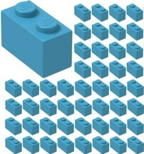    Lego x50 DARK AZURE BLUE 1x2 Bricks Part Pieces Bulk Lot Legos 3004
