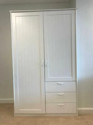 Ikea Double Doors White Wardrobe With Lockable Drawer
