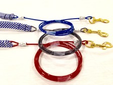 Cable Dog Leash - Two Sizes - Blue, Red and Brown - 3ft Long