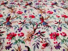 Tessuto 25 iarde uccellino bianco indiano stampato a mano tessuto cotone tessuti da cucire