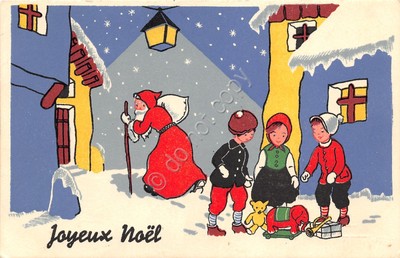 Bambini Buon Natale Illustratore Italiano Pc Circa 1930 Childrens
