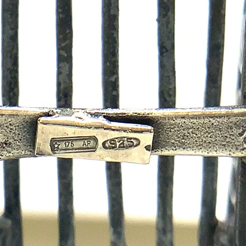 Vtg Sterling Signed Italy Victorian Filigree Style Baby Pram Trolley Miniature - Picture 6 of 10