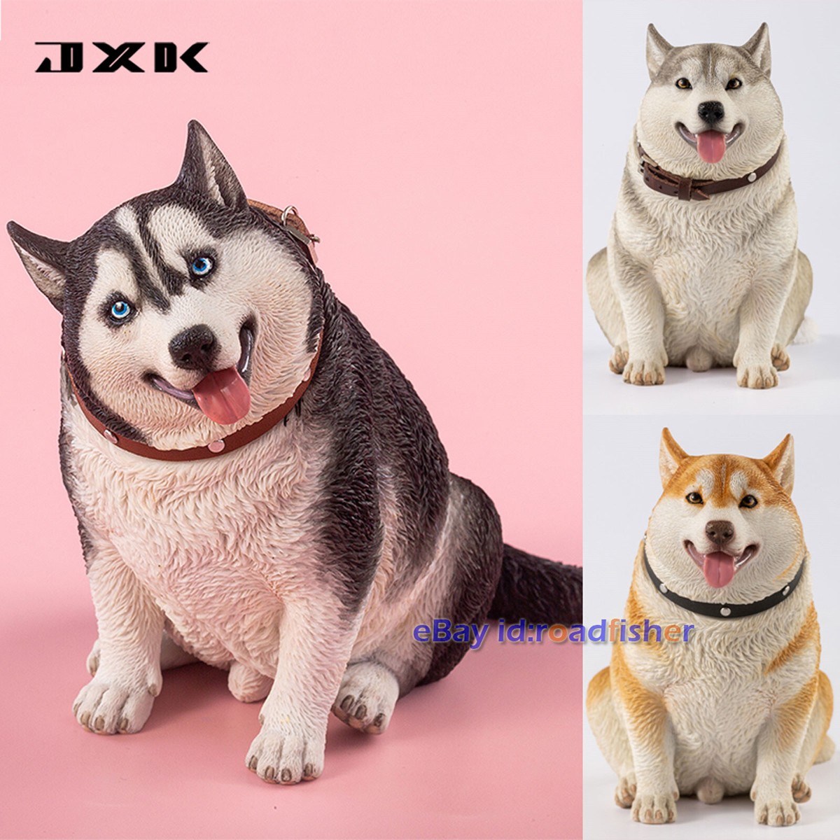 JXK 1/6 Fat Husky Model Animal Cute Dog Funny Collector Decoration