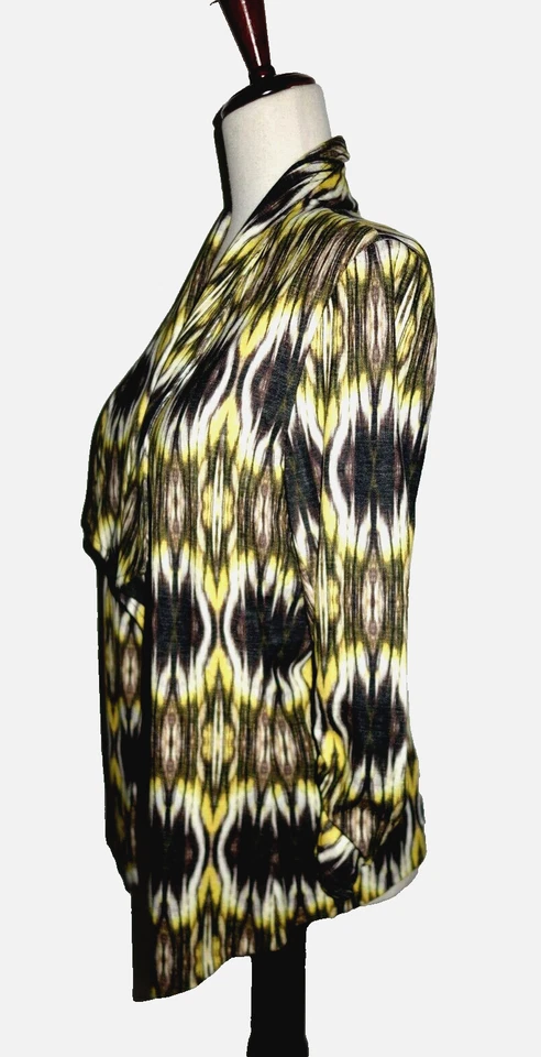 Chaqueta/Ablazer Karen Kane EE. UU. Frente Abierto Blanco Amarillo Negro Grande Foto 4 de 4