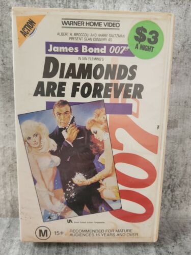 007 James Bond Diamonds Forever VHS movie Video cassette Tape Cult Action Spy - Foto 1 di 4