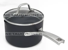 New CALPHALON Classic Hard Anodized AquaShield Nonstick 2.5 Saucepan & Glass Lid