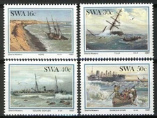 South West Africa 1987, Ships, Shipwreck set VF MNH, Mi 613-616