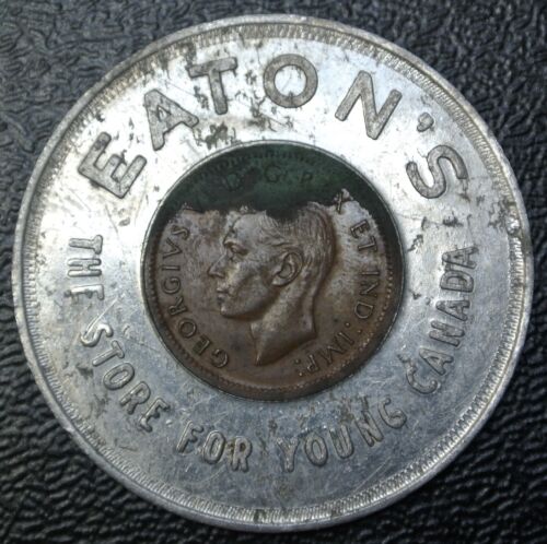 1947 ML CANADA One Cent ENCASED - EATON’S The Store For Young Canada - RARE - Picture 1 of 3
