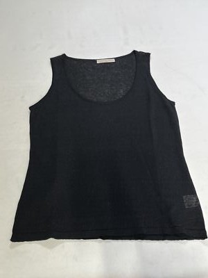 Womens Flora Fedi Black Linen Sleeveless Top Size EU 44 NEW
