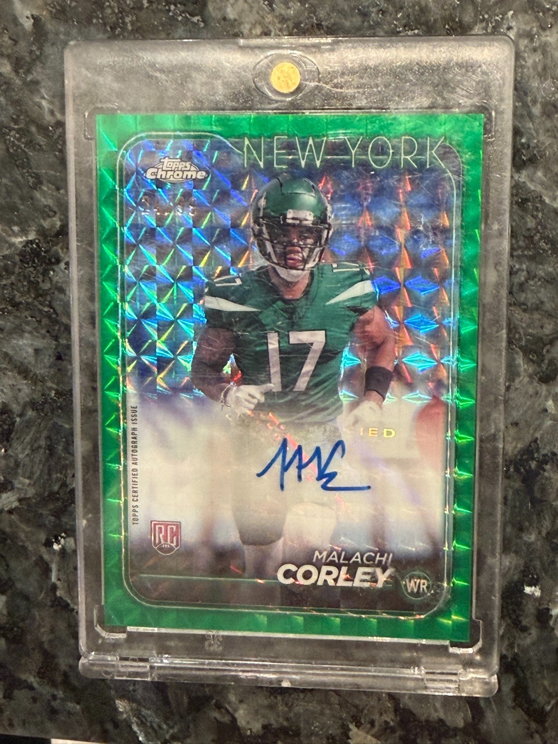 Malachi Corley Topps Chrome Rookie Autographs Variations #RAMCO Green Geometric
