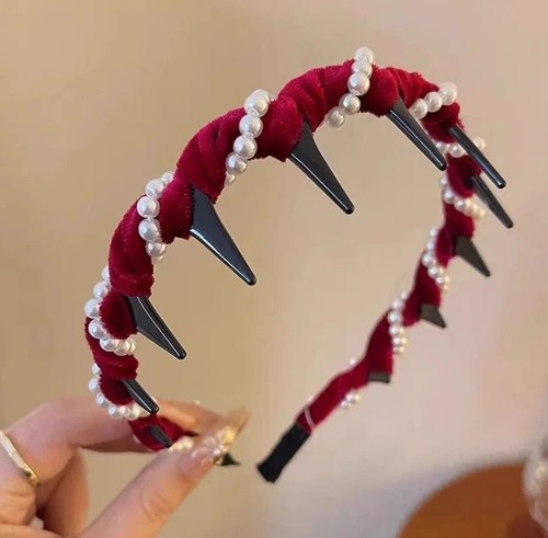 Cerchietto per capelli vintage alto cranio perle artificiali,eleganti fasce di perle da donna - Foto 8 di 22