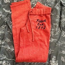 Abercrombie  Fitch Men  s Red Jogger Sweatpants M 32x30 Fleece Drawstring