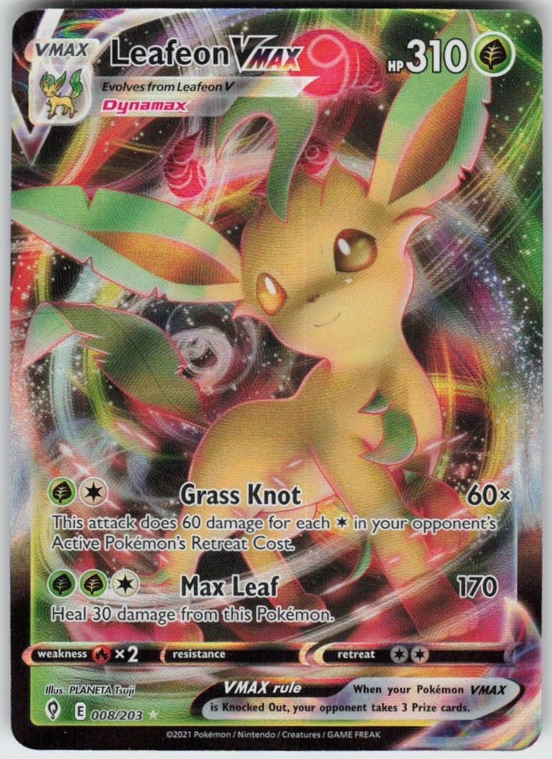 Leafeon VMAX 008/203 VMAX Rare Evolving Skies Near Mint