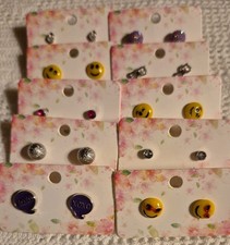 Lot Of 10 Little Girls Variety Multicolor Pierced Post Stud Earrings