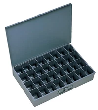 Durham 107-95-IND Gray Steel Large Scoop Box, 18"W x 3"H x 12"D, 32 Compartment