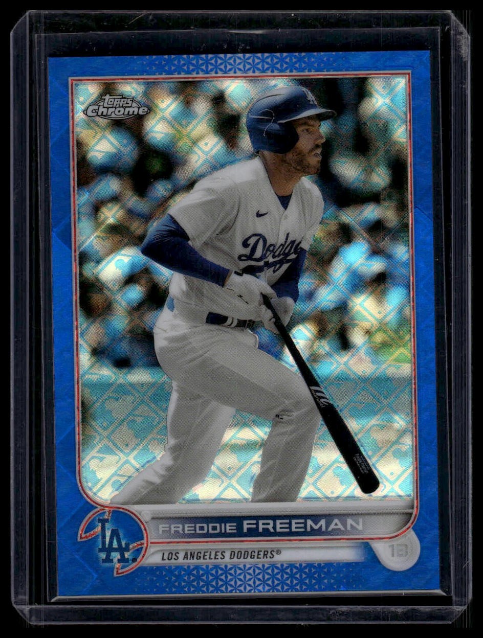 Freddie Freeman #/150 🟡 2022 Topps Chrome Logofractor Edition #65 Blue