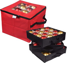 Holiday Ornament Storage Box Organizer Chest, with 3 Separate Removable Trays Ho