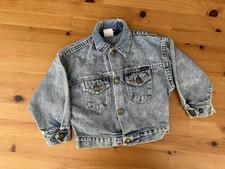 Vintage Oshkosh Union USA Made 1980s Trucker Denim Jacket Size 2 T Acid Wash