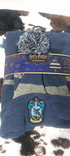 Harry Potter Ravenclaw Blue/Gray Knit Striped Scarf Embroidered Fringe