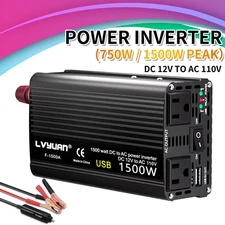 1500W Power Inverter DC 12V to 110V AC Car Inverter with 3.1AUSB + 2AC Stocket