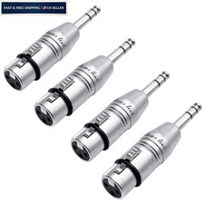 4 Pack 1/4" TRS To XLR Adapter 2 Male 2 Female 6.35mm Stereo Audio Connector