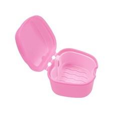 Clean Denture Bath Case Dental False Teeth Storage Box w/Hanging Net Container..