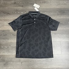 TOMMY BAHAMA ISLANDZONE PINEAPPLE PALM COAST POLO BLACK MENS Medium NEW 110