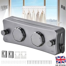 Image of 2 Line Indoor Retractable Clothes Airer Washing Line Laundry Dryer Wall-Mounted