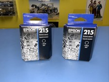 Two Genuine Epson 215 Black Ink Cartridge EXP 4/2020 Sealed