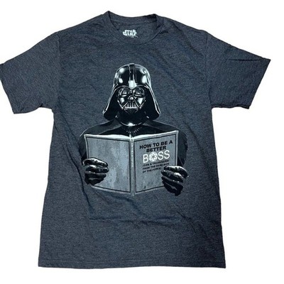 Men Star Wars T Shirt Darth Vader M How To Be a Better Boss Top Black Gray NEW