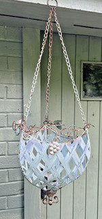 Vintage Three Sided Hanging Basket 12" deep and 14'' Triple Chains