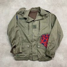 Vintage Field Jacket Womens Medium Fleece Lined Military Coat, Olive Green