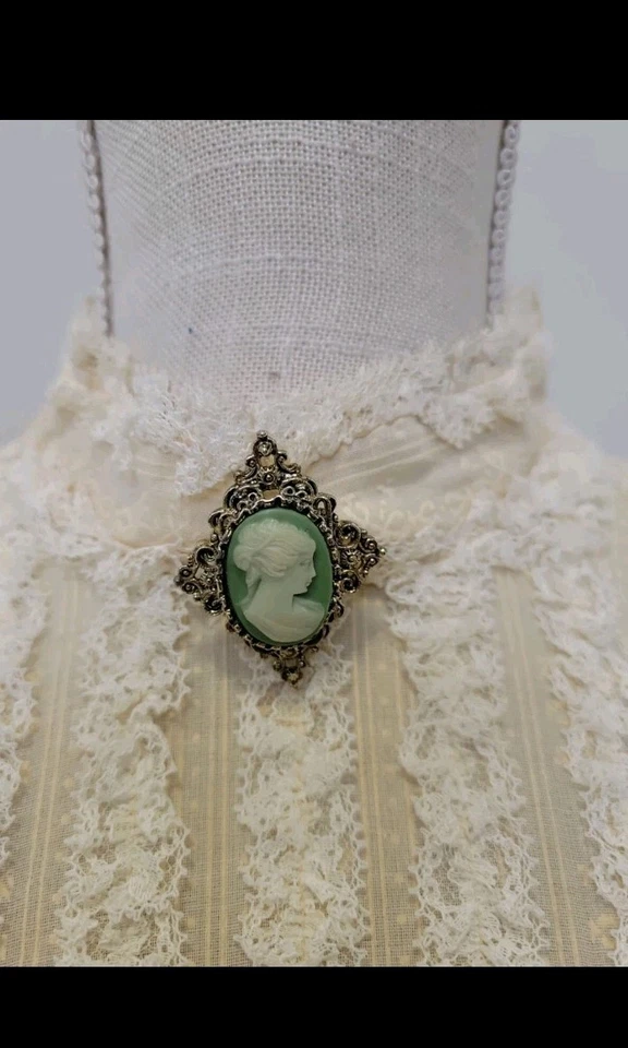 Vestido de novia renacimiento eduardiano de colección - Vestido pradera manga larga de encaje cuello alto W6 Foto 3 de 4