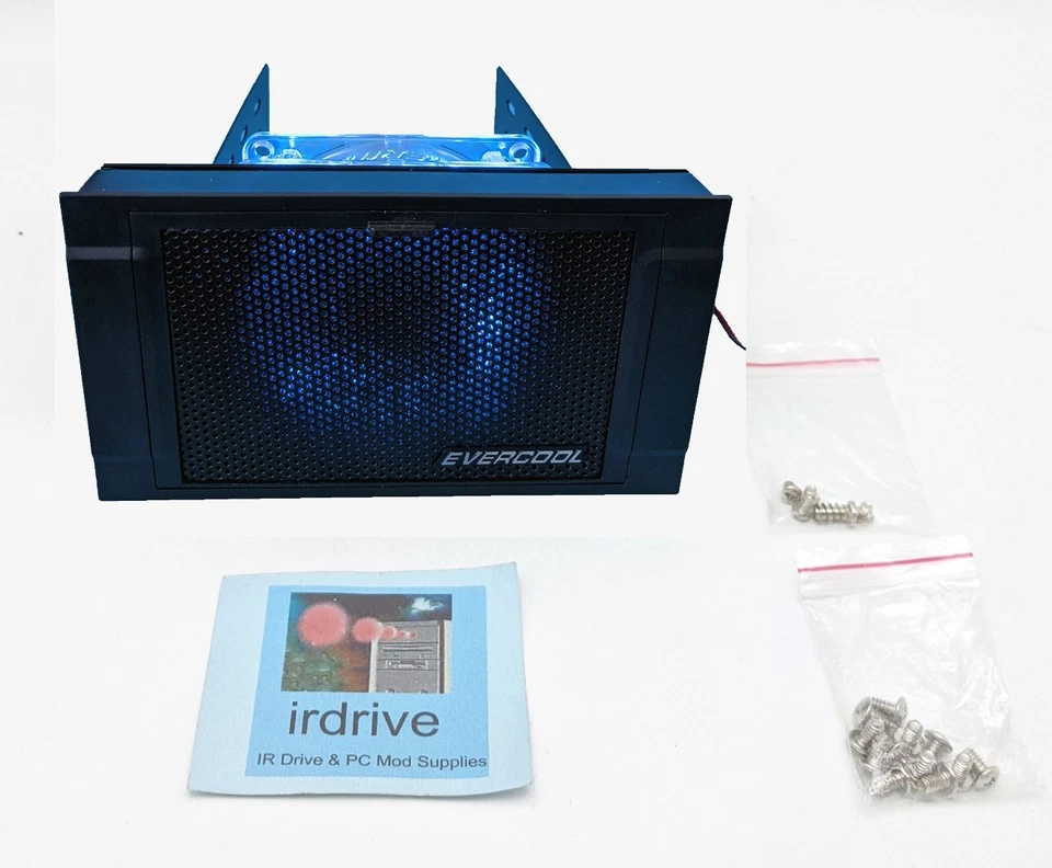 Evercool Black Armor Blue LED Fan Mod hard drive HDD Cooling Box for 3x 3.5" - Image 2 of 4