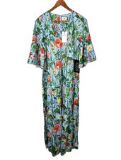 Tuckernuck 3XL Maxi Dress Blue V-Neck Blooming Botanical Ginger Womens Tiered