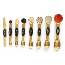 Magnetic Measuring Spoons Set Stainless Steel with Leveler, Stackable 8 Gold
