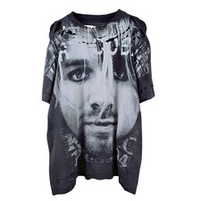 Unique Vintage 90 Kurt Cobain AOP Nirvana Faded Torn T Shirt Bootleg Reprint XL