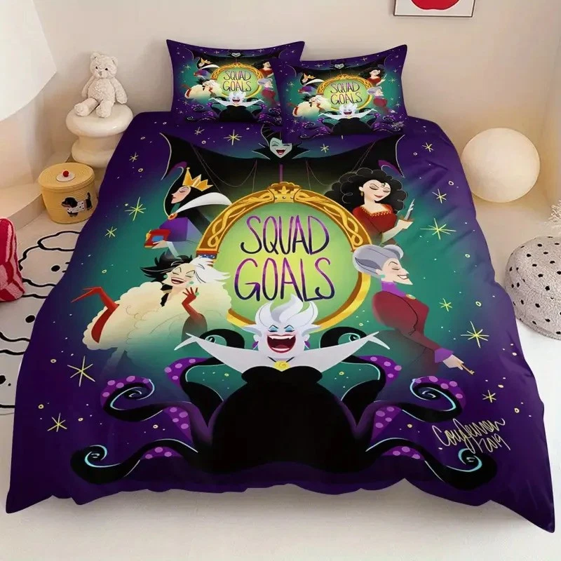 Halloween Villains Group Squal Goals Maleficent Ursula Evil Queen Bedding Set