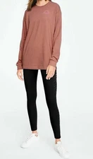 Victoria's Secret PINK Logo Long Sleeve Campus T-Shirts Mauve Dusty Rose large