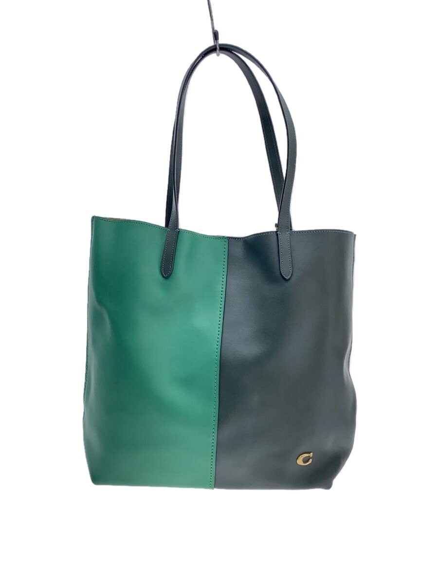 COACH North Tote in Colorblock Leather Green CN423 Free Shipping