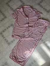 SOMA Cool Nights Pink Stripe Pajama Set Medium Short Sleeve top and Pants