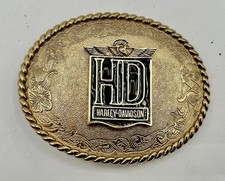 Harley Davidson Belt Buckle Vintage Brass w/ Premium Cowhide Belt