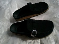 Birkenstock Black Suede Leather Buckley Clogs Slip On Sandals 37, Ladies 6 Exc 