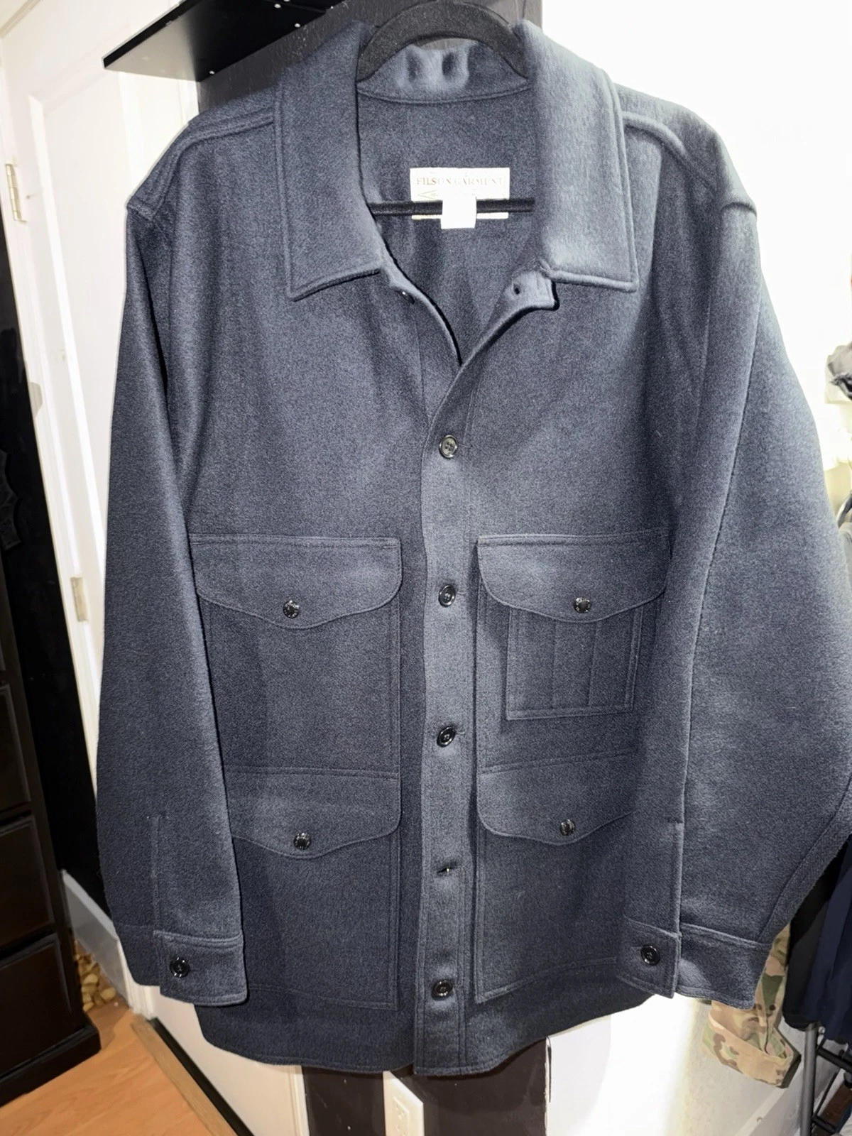 Filson 100% Virgin Wool Mackinaw Cruiser 110NA48 Navy Jacket Coat USA Size 48 image 2
