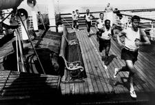 Training On The Deck Of The Liner Conte Biancamano 1920s OLD PHOTO
