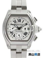 CARTIER Roadster Xl Chronograph W62006X6 Silver Men's Used Watch #10126