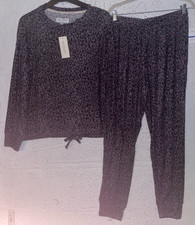 KAREN NEUBURGER Live Love Lounge ANIMAL Print 2pc Top  Pant Pajama Set S L XL