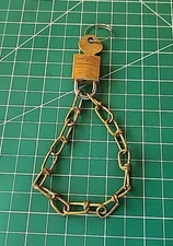 Vtg. Master Lock Padlock No. 120 Solid Brass w/Key and Brass Chain - Taiwan - ST