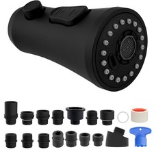 Hibbent Pull Down Kitchen Faucet Head Replacement with 15 Adapters Matte Black